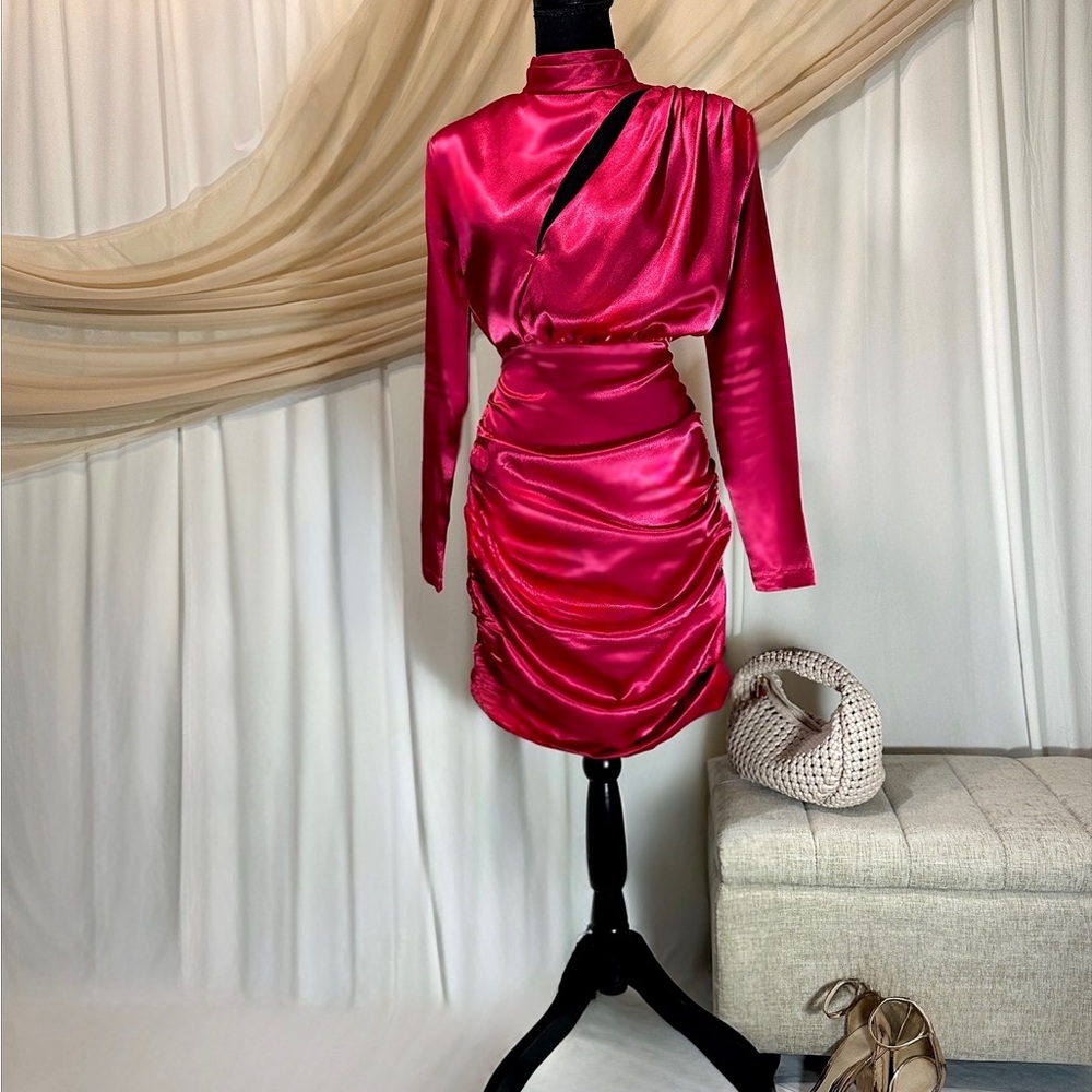 Hot Pink Satin Dress
